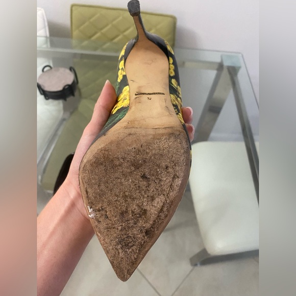 Dolce & Gabbana Shoes High Heels Black and Yellow Floral Pattern Pumps - Picture 8 of 15